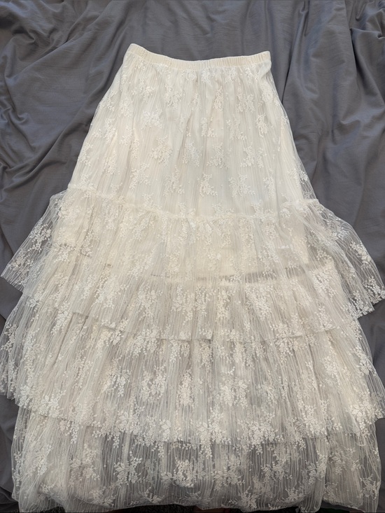 Ardene Dresses & Skirts - Ardene White Tiered Lace Midi Skirt